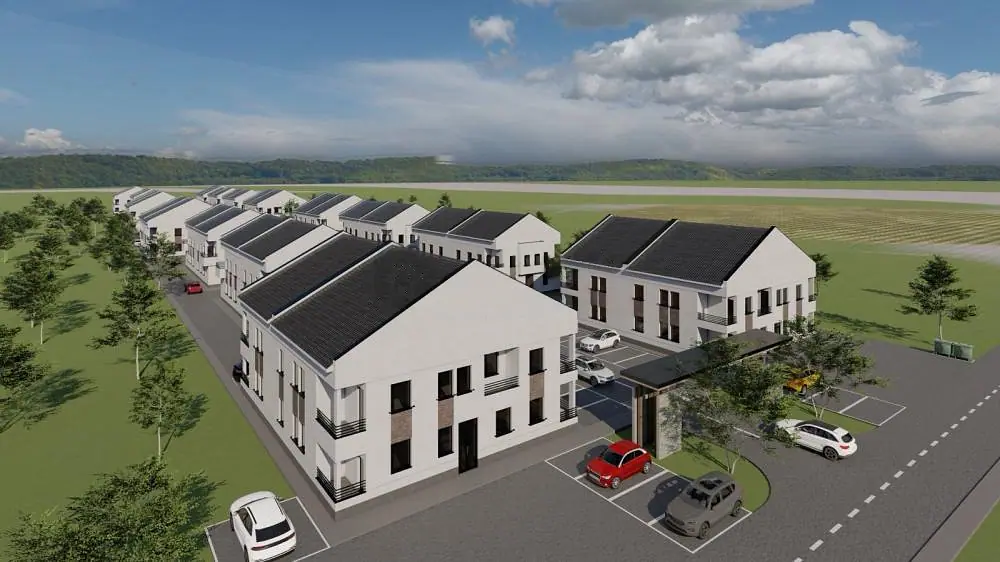Vizualizacija kompleksa BM Residence iz ptičje perspektive — BM Residence, Bečmen — trosoban stan u izgradnji, 51,30 m², 1. sprat
